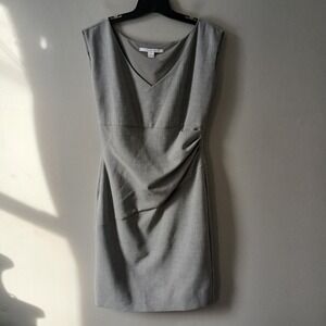 Diane Von‎ Furstenberg Women's Sleeveless Gray Dress with Ruching Size 12 V-Back
